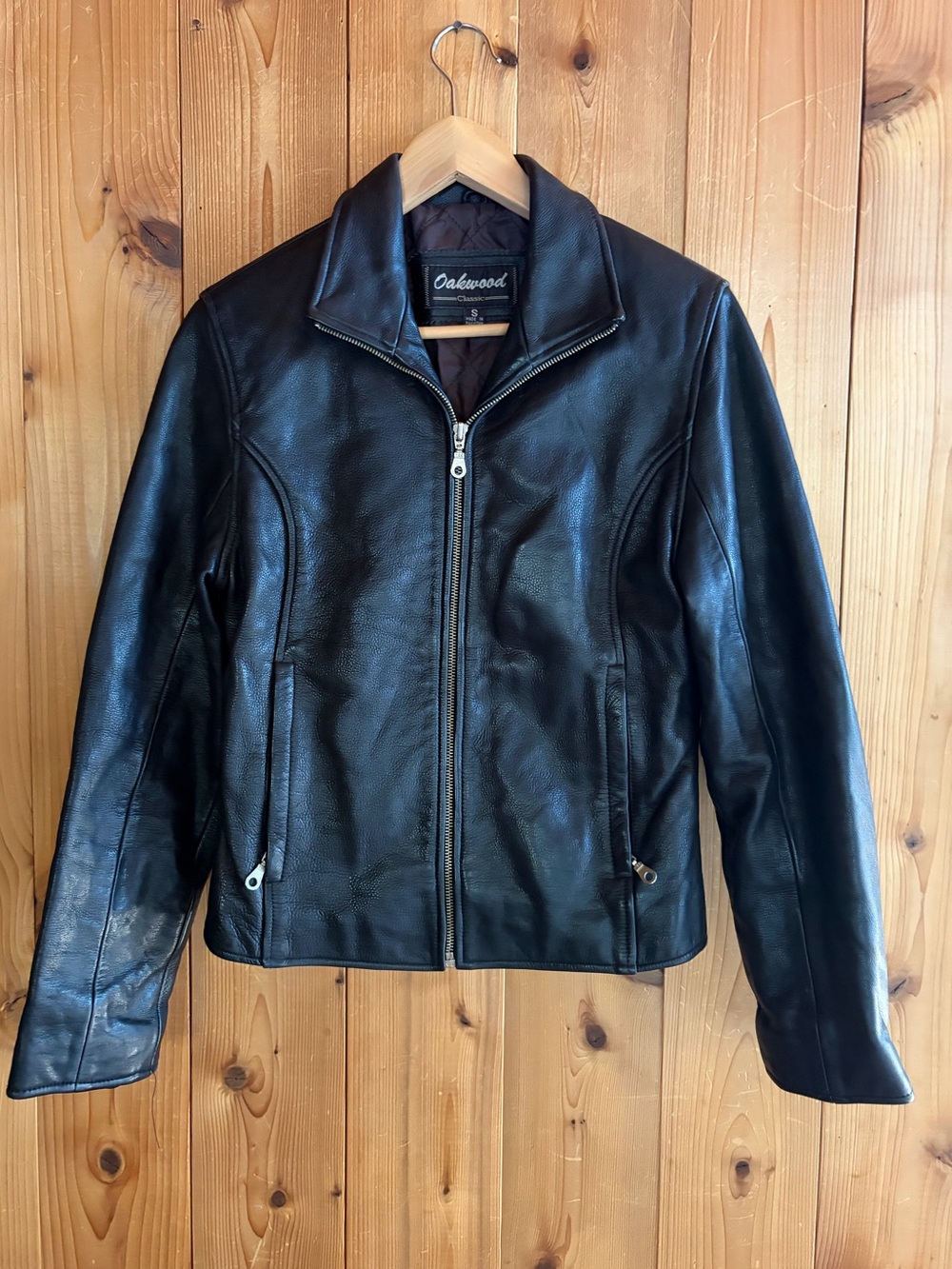 Vintage 90s Black Leather fitted Jacket Small S